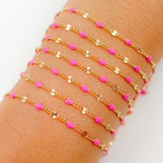 Gold Filled Pink Color Enamel Marina Link Chain